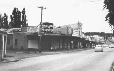 Photograph, Corner Main Street & Adelaide St. Ringwood, looking east towards Warrandyte Road. 1960's