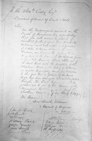 Document, Petition by the residents of Ringwood to the Hon. Mr Casey Esq. President of Board of Lands and Works dated 4/9/1872