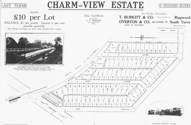 Photograph, Land sale advertisement for Charm View Estate, Heathmont - 1927