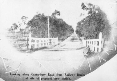 Photograph, Canterbury Road, Heathmont, looking from bridge towards Bedford Road. 1923