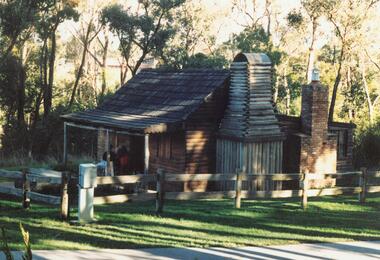 Photograph, Replica Miner's Cottage and Poppet Head at Ringwood Lake Park - June 1986