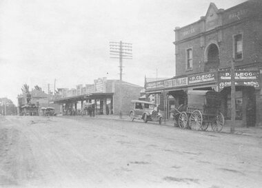 Photograph, Land sale brochure image of shopping centre frontages along Maroondah Highway at Melbourne Street, Ringwood - c. 1920s