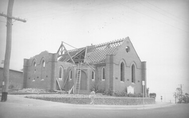 Photograph, Demolition of Methodist Church cnr of Station Street and Greenwood Ave., Ringwood, 1963