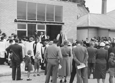 Photograph, Laying of foundation stone at St. Paul's Chuch of England hall 1958