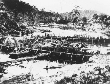 Photograph, Coffer dam, Yarra River Warrandyte. c1860's
