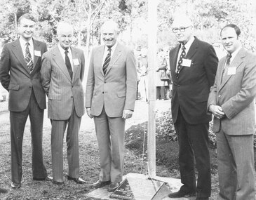 Photograph, Plaque unveiling 1980 to commemorate centenary of first production of MacRobertson confectionery