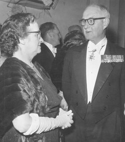 Photograph, Major General Beavis and unknown lady attending a function in Ringwood. c1960