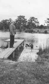 Photograph, Mr. A.V. McArthur at Ringwood Lake. (RSL President throughout the war years). c1950's