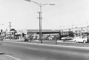 Photograph, Maroondah Highway West, Ringwood- 1969. Businesses on Maroondah Hwy near New Street