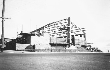 Photograph, New Ringwood Methodist Church under construction, cnr Station Street and Greenwood Ave, 1963