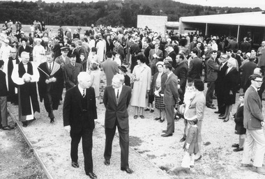 Photograph, Foundation Plaque unveiling ceremony, Yarra Valley Grammar- 2/10/65