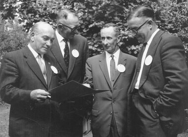 Photograph, Ringwood Councillors: Elliot, Hill, Mr. Cole (Gas & Fuel), Cr. G. Lavis. c1960's