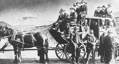 Photograph, William Hussey at a reunion of the Old Cobb & Co Drivers . c1920