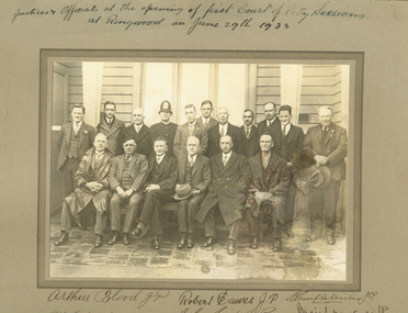 Photograph, Opening of first court of Petty Sessions - Justices and Officials Group Photograph, Ringwood 1933