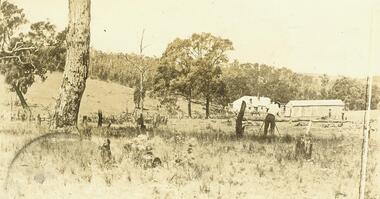 Photograph, Mr. A.T. Miles taking photograph of his residence, Quambee, 1915