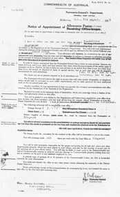 Photograph, Notice of Appointment of Mrs. Fanny Marden as Postmistress at Heathmont - 1929