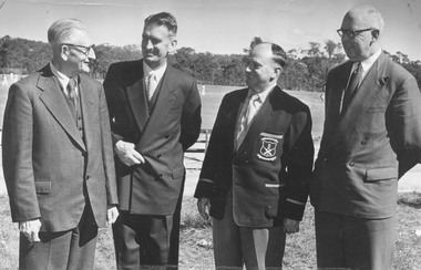 Photograph, Opening Jubilee Park.  A. Seitz, P. Vergers, C. Beaumont, W. Dowling.1957