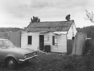 Photograph, Dismantling Ringwood miners cottage in 1975