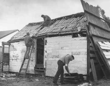Photograph, Dismantling Ringwood miners cottage in 1975