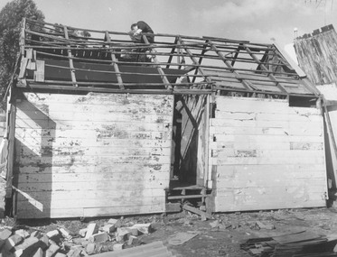 Photograph, Dismantling Ringwood miners cottage in 1975