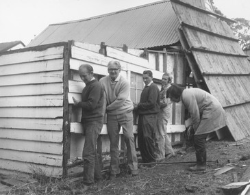 Photograph, Dismantling Ringwood miners cottage in 1975