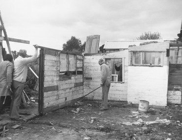Photograph, Dismantling Ringwood miners cottage in 1975