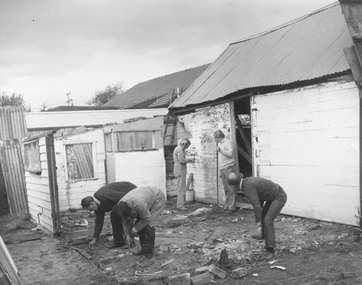 Photograph, Dismantling Ringwood miners cottage in 1975