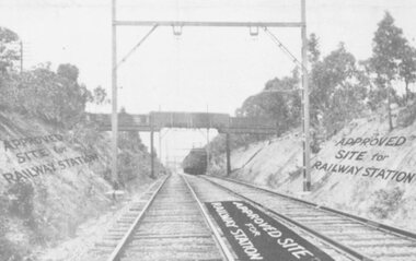 Photograph, Heatherdale Station Estate - 1924. Railway line and Approved Site for Railway Station