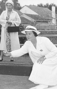 Photograph, Ringwood Bowling Club- Opening Day, 1959. The first bowl, Mrs. Gil Aird, First Ladies Club President
