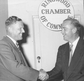 Photograph, Election of Mr Carter as President of Ringwood Chamber of Commerce 1956
