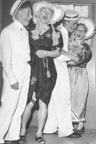 Photograph, East Ringwood Footballers entertain (fancy dress). c1960