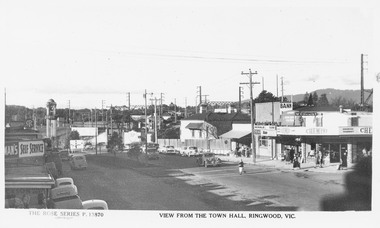 Photograph, Maroondah Highway Ringwood looking east from old town hall - 1958, 1958
