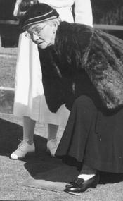 Photograph, Ringwood Bowling Club- Mrs. Parkinson rolling the kitty. (Undated)