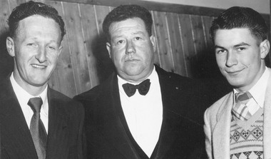 Photograph, East Ringwood Football Club.  Two of the Best and Fairest players with the President