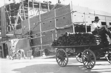 Photograph, Maroondah Highway Central, Ringwood. Ringwood Town Hall under construction - Taken in Melbourne St- 1936