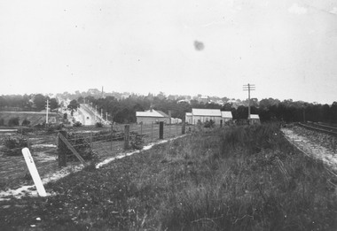 Photograph, Looking east along railway line from Ringwood station. c1910