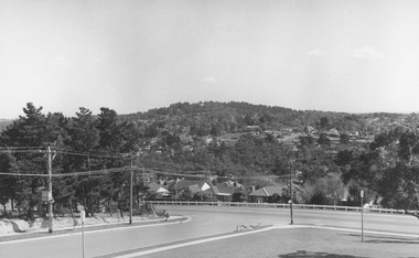 Photograph, View from Civic Centre, Braeside Avenue, overlooking Maroondah Highway towards Loughnan's Hill - 1973