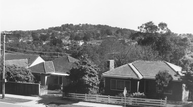 Photograph, View from Maroondah Highway opposite Braeside Avenue towards Loughnan's Hill - 1973