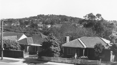 Photograph, View from Maroondah Highway opposite Braeside Avenue towards Loughnan's Hill - 1973