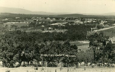 Photograph, Overlooking Ringwood from Loughnans Hill showing the antimony mine and brick works c.1914