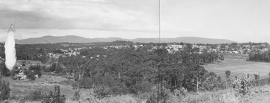 Photograph, Panoramic view of Ringwood taken from the home of Dr. Geoffrey A. Cook, Loughnan Rd., Ringwood. (No date)