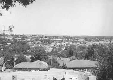 Photograph, Ringwood from Loughnans Road, 1960. Round house being built.  Looking slightly west