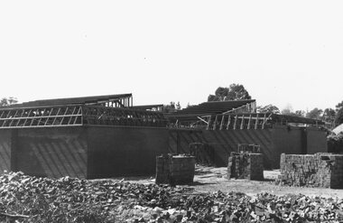 Photograph, Library being built in Warrandyte Road opposite Eastland prior to opening in 1970