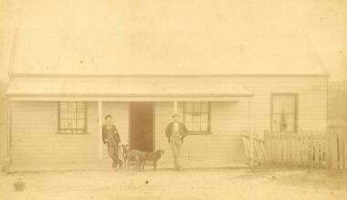 Photograph, C. Gribble, Oliver Pratt's residence and Butchers Shop, Main Road (Opposite Mt.Dandenong Road), Ringwood. Two photos c.1910 and c.1914  (Multiple Copies)