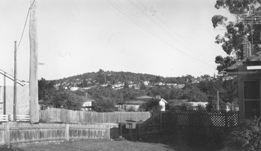 Photograph, Loughnan Hill from corner Maroondah Highway and Herbert Street, 1964