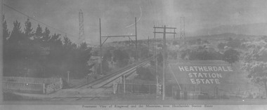 Photograph, View from where Heatherdale railway station is now situated, looking towards Ringwood - 2/2/1924.  Land between Heatherdale Rd. and Madden St., sold 2nd Feb. 1924.  J.B. McAlpin - agent"
