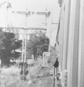Photograph, Ringwood railway station precinct.  Easterly view from train approaching north platform from Melbourne c.1948