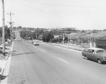 Photograph, Warrandyte Rd. looking south towards Maroondah Hwy.  Eastland second storey being built - c.1974