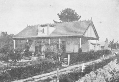 Photograph, Black and white photograph of house and garden - no further information