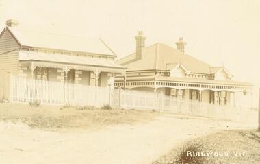 Photograph, Station Street Ringwood c.1910-1913 and later photograph of Dr Langley's then former residence in 1963